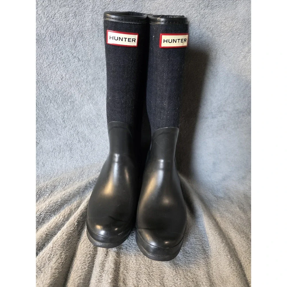 Hunter Arlen Rain Boots Mens 9 Black Mid Calf Waterproof Slip Resistant Rubber